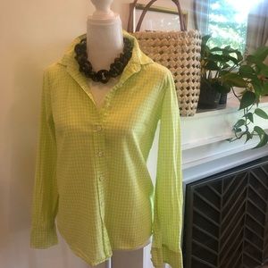 J. Crew The Perfect Fit Shirt in Lime Green Gingham - Size 4